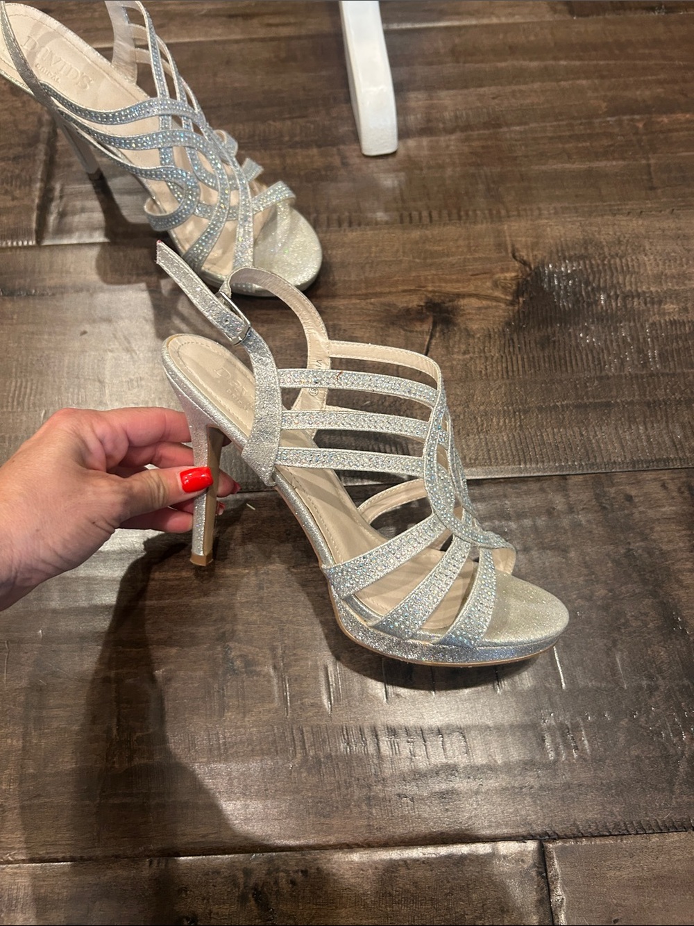 Silver Strappy High Heel Sandals - Women's Evening Shoes